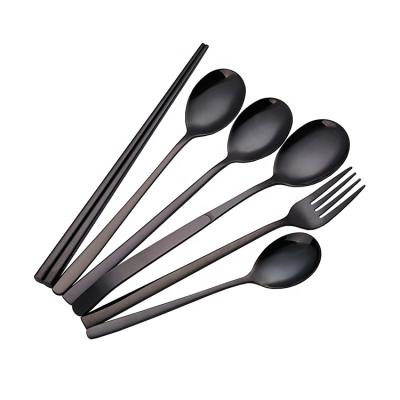 China Viable Wholesale Stainless Steel Black Gold and Silver Cutlery Set Metal Cutlery Spoon Gift Stainless Steel Flatware Set for sale