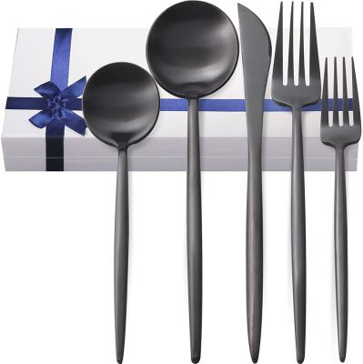 China Sustainable Black Silverware Set Black Flatware Set Black Stainless Steel Cutlery Set for sale