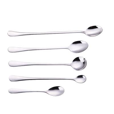 China Stainless Steel Dessert Spoon Viable Color Long Handle Ice Cream Dessert Teaspoon Stainless Steel Cutlery Set for sale