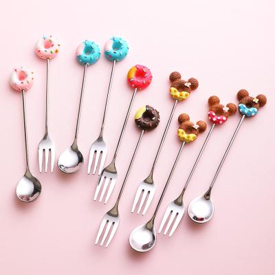 China Viable Creative Cartoon Fruit Fork Dessert Spoon Spoon Custom Red Ice Cream Dip Donut Teaspoon for sale