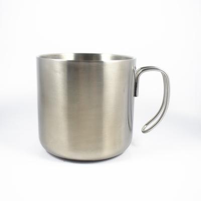 China Stainless Steel Rose Gold Coffee Mug Silver Stainless Steel With Wire Hook Handle 350ml Mug for sale