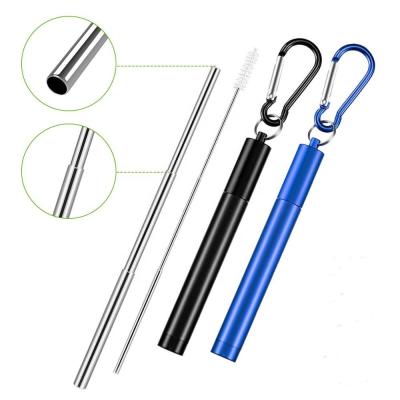 China Sustainable 304 Stainless Steel Portable Portable Drinking Collapsible Metal Straw With Brush And Metal Case for sale