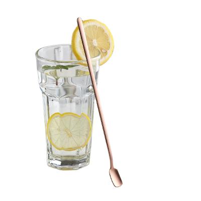 China Long Handle Viable Hot Ice Cream Fruit Stainless Steel Amzon Cocktail Mixing Stirrer Stirring Spoon Fork for sale