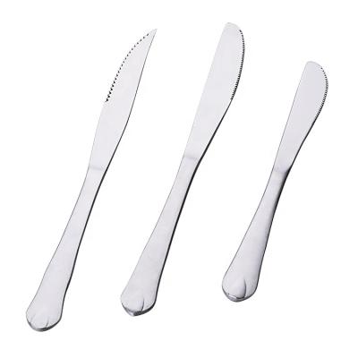 China Restaurant Viable Silver Cutlery Set Polished Frosted Stainless Steel Knife Spoon Fork Cutlery Steak Knife Western Cutlery for sale