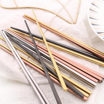 China Hot Selling Viable Korean Custom Metal Color Titanium Stainless Steel Chopsticks For Sushi Wedding Gift Souvenirs for sale