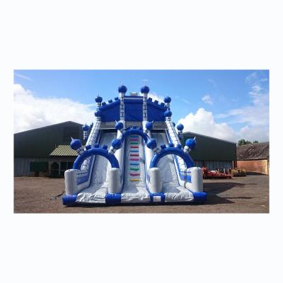 China PVC Mega Castle Slide - Twin Lanes Inflatable Dry Slide Block Bounce Slide With Blower for sale