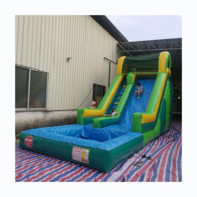 China Tropical Inflatable Garden PVC Water Pool Slide Kids Wet Slides Adults Slide With Blower for sale