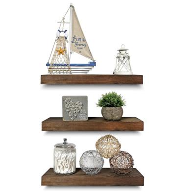 China Adjustable (Height) Set Of 3 Exquisite Living Charm Rectangular Wooden Country Home Display Shelf Floating Shelves for sale