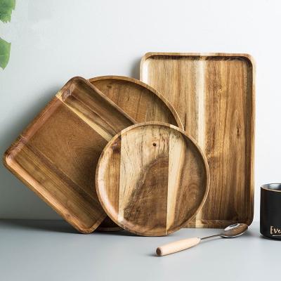 China Eco-friendly Wholesale Wood Tray Home Rectangular Wooden Tea Tray Bread Tray for sale