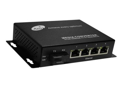 China IP30 Fiber To Ethernet Media Converter 4 Ethernet with 1 Fiber Port for sale