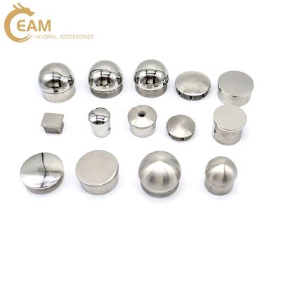 China Modern SS304/316 Stainless Steel Balustrade Round Polish Tube End Caps Mirror Satin On Glass Fence Balustrade for sale