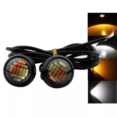 China DRL Eagle Eyes Dual Color White Amber Switchback 23MM 4014 Fog Light Car Motorcycle Turn Signal Light Led Daytime Running Light DRL-23MM-WY for sale