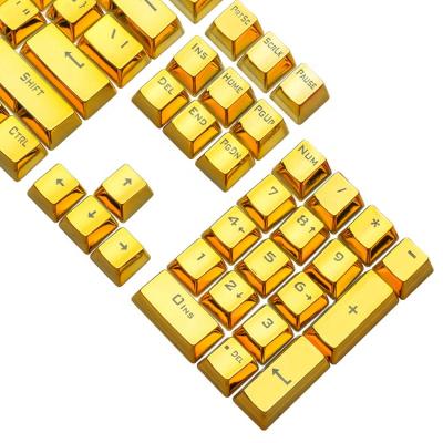 China Durable 2021 Universal OEM Profile Translucent Plated Gold Metallic Keycaps For Backlit PBT Keycaps for sale