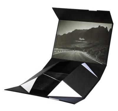 China recyclable & Handmade Custom Luxury Foldable Black Cardboard UV Box With Magnet For Gift for sale