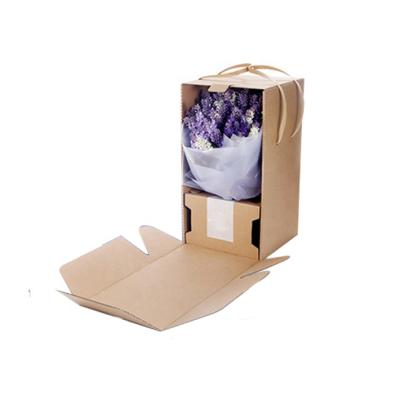 China recyclable & Feature Handmade Handmade Corrugated Flower Boxes With Big Handle Shipping Box for sale