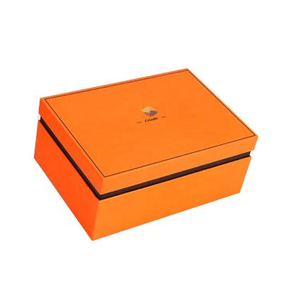 China recyclable & Handmade Custom Design Top And Bottom Orange Cardboard Box Gift Paper Packaging Box For Shoes for sale