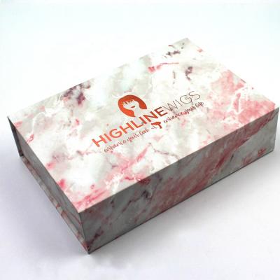 China recyclable & Handmade Customize Hair Extension Packaging Box High Quality Wig Packing Box With Marbling Gift Box for sale