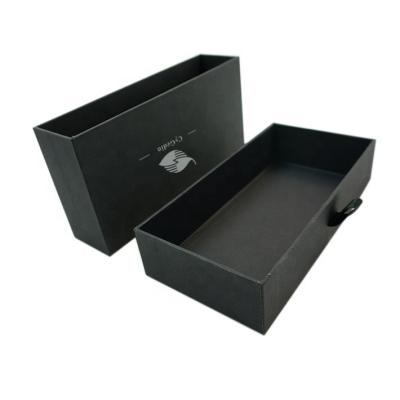 China recyclable & Handmade Custom Drawer Perfume Boxes Essential Oil Box Black Cardboard Boxes Personal Care Packaging for sale