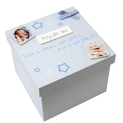 China recyclable & Baby Boy Blue Cardboard Keepsake Box Clothing Box Handmade Custom Design for sale