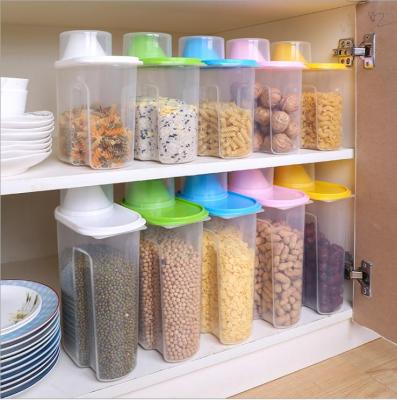 China Viable Kitchen Food Storage Container Box Clear Plastic Dry Organizer With Lid for sale