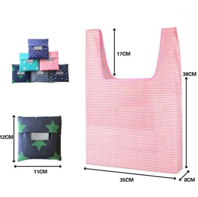 China Eco-friendly Heavy Duty Expandable Folding Tote Bag Large Reusable Polyester Collapsible Grocery Bag for sale