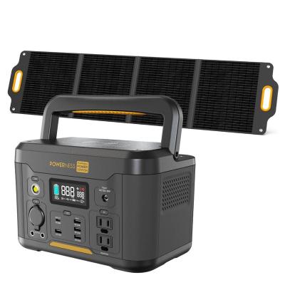 China Powerness 500W Solar Storage Genset Outdoor Generator Power Station+ 120W Camping Solar Panel for sale