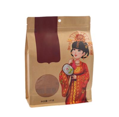 China Safety-Assured Food Grade Reclosable Zipper Kraft Paper Window Packaging Bag For Tea for sale