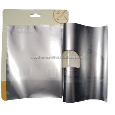 China Three side seal aluminum foil packing bags with clear window for nuts for sale