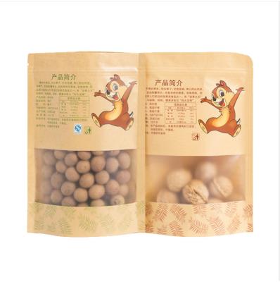 China Wholesale Stand Up Kraft Paper Pouch Kraft Paper Food Packaging Bags With Window for sale