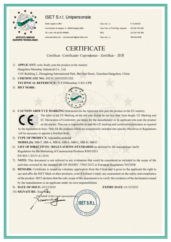 CE - Hangzhou Moonbay Industrial Co., Ltd.