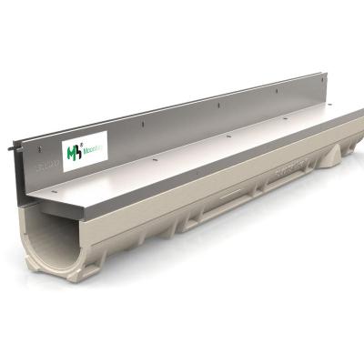 China Morden Polymer Concrete Ditch Drain Channel With Stainless Steel Cover for sale