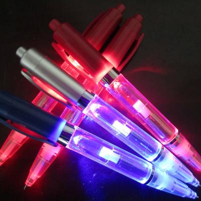 China Promotional Press LED Lamp Pen Customized Logo Printed Ballpoint Pen AS PEN Material Transparent Light Lamp Color Customizable Light Up Pen for sale