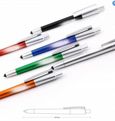 China Promotional Customized Logo Laser Engraving Pen Brighter Led Illuminate Stylus Light Logo Ballpoint Pen for sale