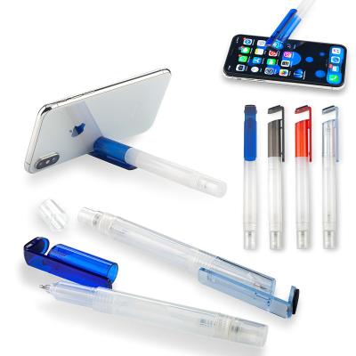 China Promotional Pen 4 in 1 Multi-fuctional Pump Alcohol Sanitizer Spray Ball Pen with Cell Phone Holder Stand and Screen Cleaner for sale