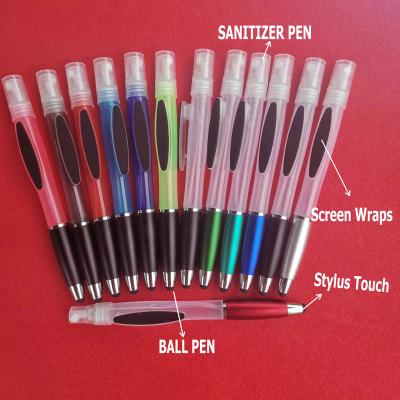 China Alco promotional pen customized 5ML sanitizer pen with spray-custom logo print 4 in 1 spray ball pen with sanitizer-2 in 1 Alcopen spray bottle for sale