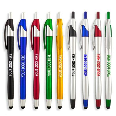 China Plastic Promotional Gift Stylus Pen Customized Stocked Cheap Ball Pen Plastic With Touch ,Customize Logo Dart Stylus Pens With Fast Delivery for sale