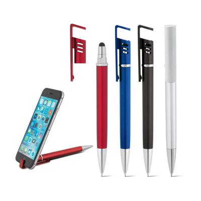 China Promotional Pen Customized 3 in 1 Plastic Multi-fuctional Promotional Stylus Pen with Mobile Phone Pen Holder Stylus Pen Customized Ink for sale