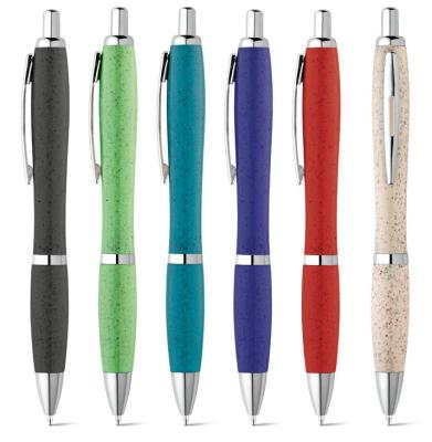 China Promotional Pen Materials Eco-Friendly Biodegradable Wheat Straw Ballpoint Pen With Custom Logo Printing, Biogradeable Wheat Ballpoint Pen for sale