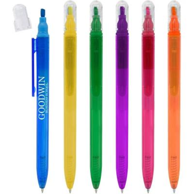 China Simple Cheap Printed Promotional Pen Pairs Highlighter Bar Printed Perfect Ball Pen With Custom Logo for sale