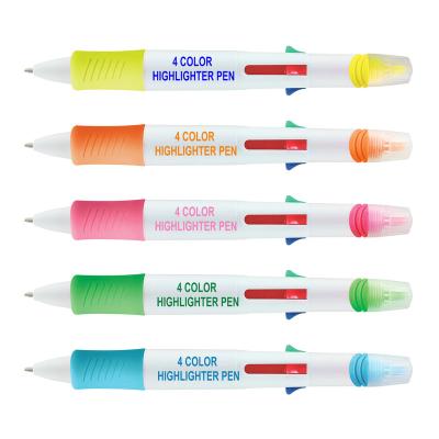 China Pen Promotional Customized 4 Color Ink Highlighter Ballpoint Pens With Custom Logo Printed for sale