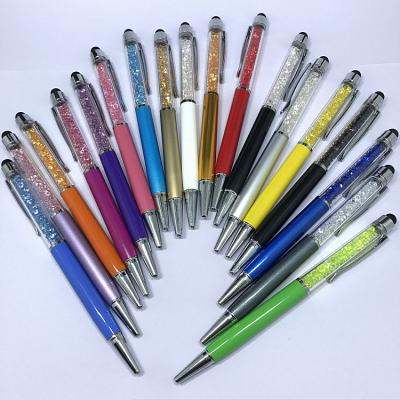 China Promotional Pen Multi Color Cheap Custom Logo Crystal Metal Ballpoint Pen Touch Pen Wedding Gift Stylus Pen With Crystal for sale