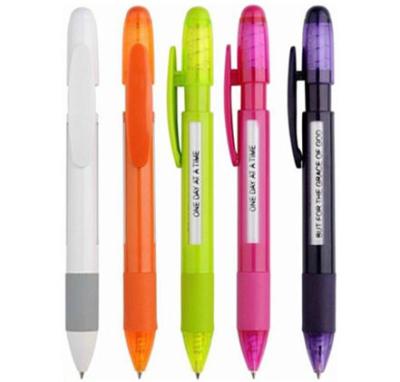 China Promotional pen customized 2 windows 6 rotating message pen-plastic custom design printing message ball pen with 6 rotating message and rubber grip for sale