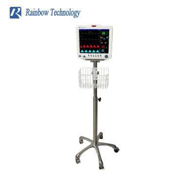 China Multi-Parameter ICU Patient Monitor Price Hospital Medical Patient Monitor Mobile Stand Movable Cart Trolley for sale