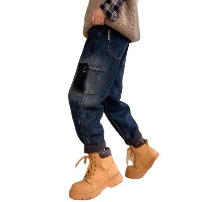 China Breathable Kids Elastic Waist Jean Pants Denim Jeans For Kids Boy Cargo Pants Hip Hop Style Casual Pants Wholesale In-Stock for sale