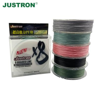 China Justron Float Marker 150m 8 Strands PE Fishing Line Wholesale Camouflage Line with Braided Great Color Resistance and Non Indelible for sale