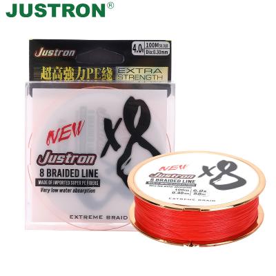 China Justron Float Marker 100m 8 Strand PE Fishing Line Multicolor Braided Line Wholesale With Big Color Strength for sale