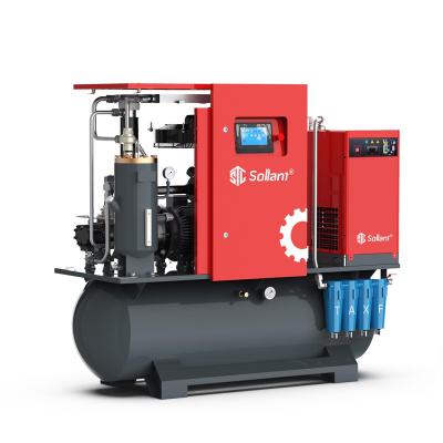 China Lubricated Industrial Silent Electric Rotary Screw 5.5/7.5/11/15kw Air Compressor With Drier Tank And Filter for sale