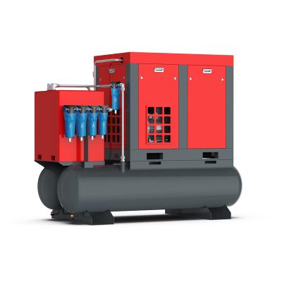 China Best Price 22KW 30HP Lubricated Low Noise Twin Tank Mounted Combined Inline Screw Air Compressor for sale