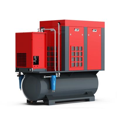 China Sollant Manufacture Low Noise Lubricated 5.5kw 7.5KW 11KW 15KW Integrated Screw Air Compressor With Air Tank Air Dryer for sale