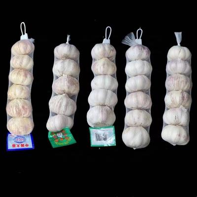 China Food Supermarket Use Small Garlic Net Bags With Customized Length Color Label for sale